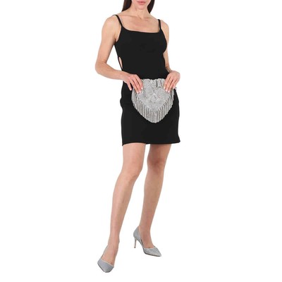 Pre-owned Alexander Wang T T By Alexander Wang Crystal Mesh Heart Pillow Clutch 20422n02m-100 In White
