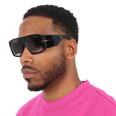 Pre-owned Tom Ford Raven Smoke Gradient Browline Unisex Sunglasses Ft1036 01b 60 In Gray