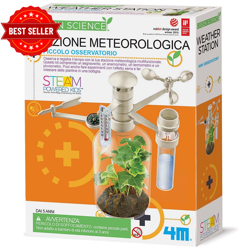 Green Science Weather Station, Mini Observatory, 6 Experiments, Includes Anemome