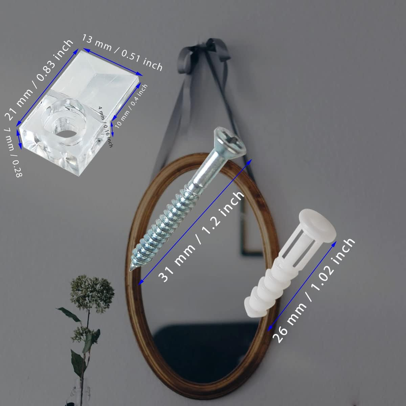 20 Set of Mirror Holder Clips, Mirror Holder Clips Kit,Glass Retainer Clips Kit,