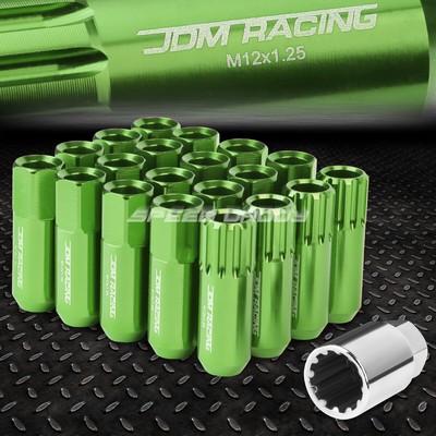ЗЕЛЕНЫЙ АЛЮМИНИЕВЫЙ ШЛИЦ С ОТКРЫТЫМ КОНЦОМ, 16 ВЫСТУПОВ + 4 КОНТРГАЙКИ + КЛЮЧ M12X1.25 60 ММ 20 ММ В ДИАМЕТРЕ