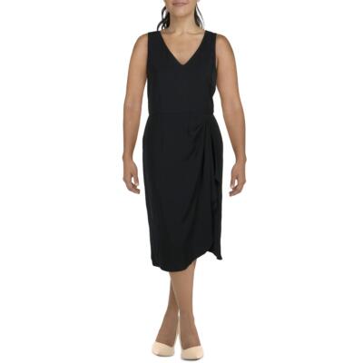 

Женское черное платье миди со сборками Lauren Ralph Lauren Hi Low Midi  BHFO 9913, Черный