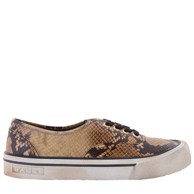 Pre-owned Bally Lyder Snakeskin-effect Low-top Sneakers In Check Description