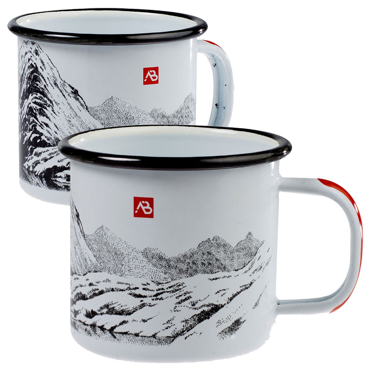 AB Outdoor Emaille Tasse mit Bergmotiv versch. Größen