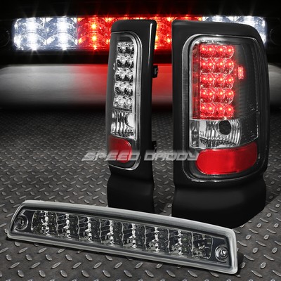 ХРОМИРОВАННЫЙ КОРПУС ДЫМЧАТОГО СВЕТОДИОДНОГО ЗАДНЕГО ФОНАРЯ + 3-Й СТОП-СИГНАЛ ДЛЯ 94-02 DODGE RAM 1500-3500