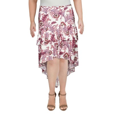 

LINI Женская юбка миди Meagan с цветочным принтом и оборками А-силуэта BHFO 8386, Red/ivory floral