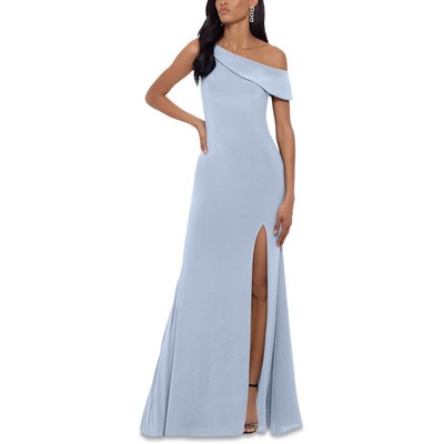Женское синее вечернее платье Xscape на одно плечо 14 BHFO 0682