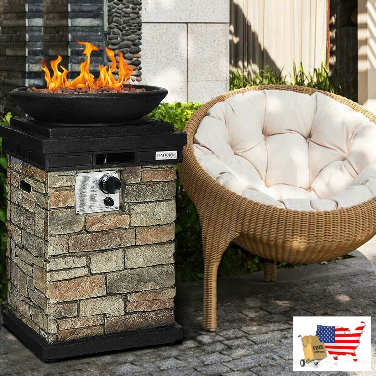 40,000 BTU Patio Propane Burning Fire Bowl Column | eBay