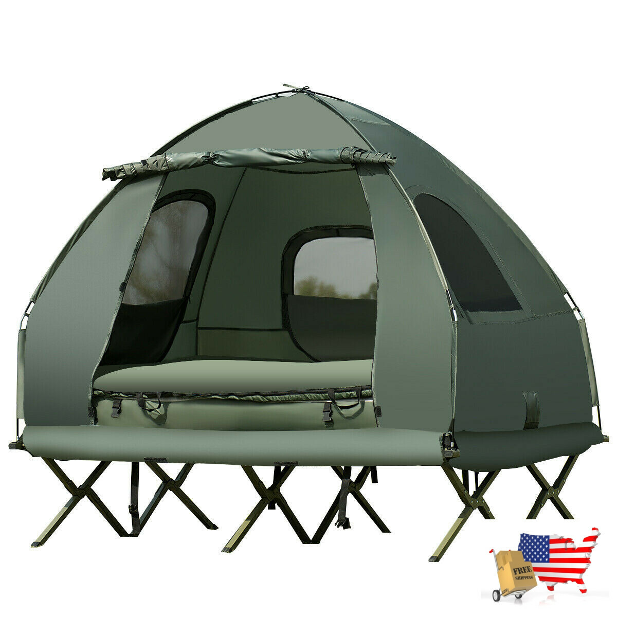 Tent 2 Person Compact Portable Pop Up Tent Air Mattress And Sleeping