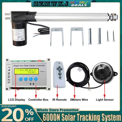 Electronic Single Axis Solar Tracker Controller W/ 12V 16'' 6000N Linear Actuator