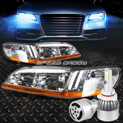 ХРОМИРОВАННЫЙ КОРПУС ФАРЫ + ЯНТАРНЫЙ УГОЛОК + БЕЛЫЙ СВЕТОДИОД 9006 HID с ВЕНТИЛЯТОРОМ ДЛЯ ACCORD 98-02