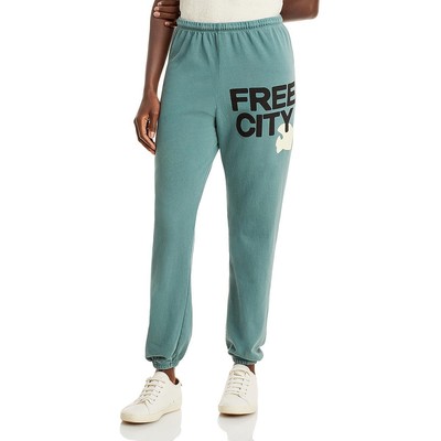 Life Nature Love Womens Blue Solid Lettering Mid Rise Jogger Pants L BHFO 8118