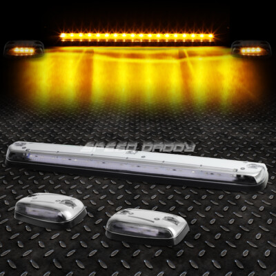 ДЛЯ 07-13 SILVERADO/SIERRA 3ШТ ХРОМИРОВАННЫЙ КОРПУС, ЖЕЛТЫЙ СВЕТОДИОДНЫЙ ХОДОВОЙ ФОНАРЬ НА КРЫШЕ КАБИНЫ