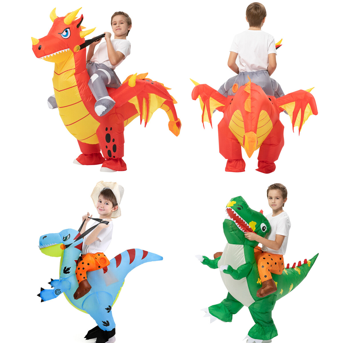Girl Boy Ride Dino Halloween Cosplay New