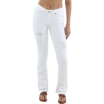

Женские белые рваные джинсы со средней посадкой Becca Bootcut  BHFO 1710, Optic white destroy, 205759