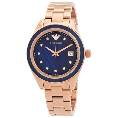 Женские часы Emporio Armani Leo с кварцевым кристаллом и синим циферблатом AR11449