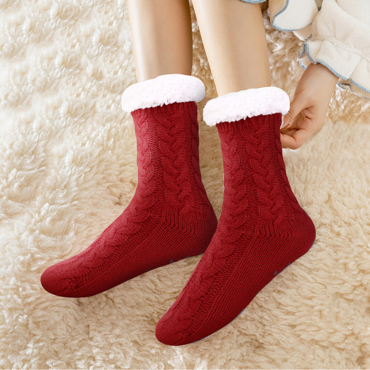Women Cozy Cashmere Socks Winter Warm Sleep Bed Socks Floor Home Fluffy Socks Co