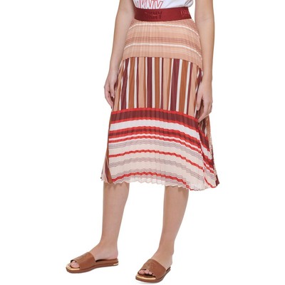

DKNY Женская летняя миди-юбка миди со складками BHFO 1130, French nude white multi
