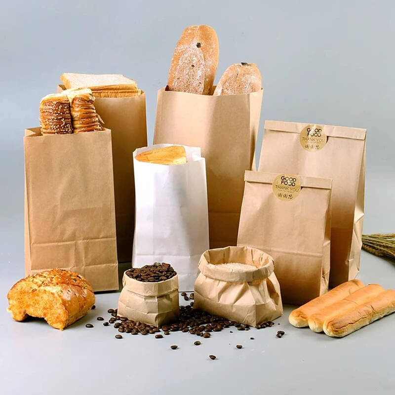 50Pcs Kraft Paper Bread Bags, 9.4x5x3 inches Unbleached Biodegradable Paper Sand