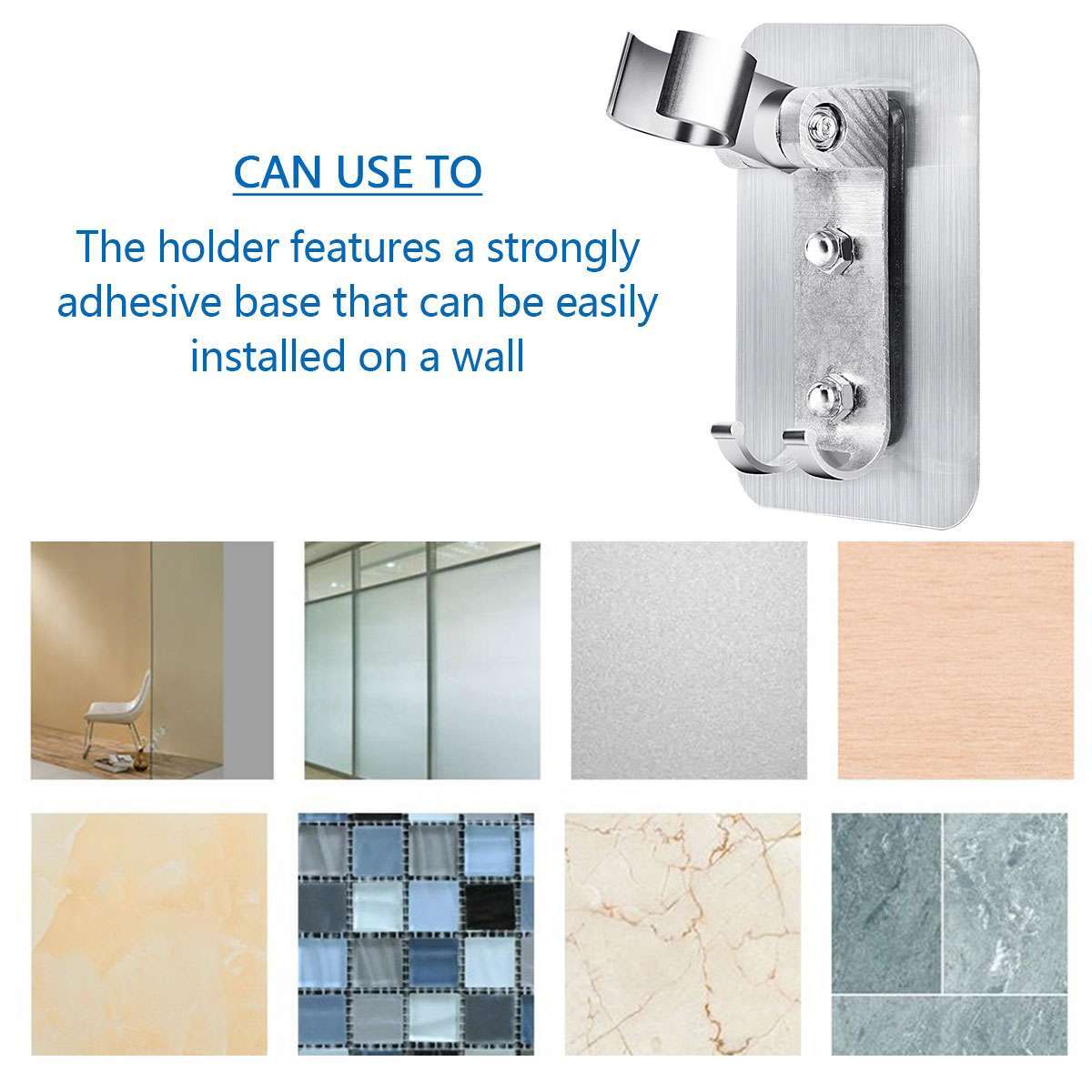 Adjustable Bathroom Shower Head Holder Self-adhesive Wall Mounted Shower Bracket