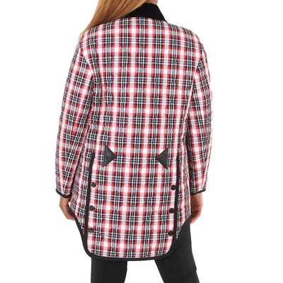 Pre-owned Burberry Bright Red Check Diamond Quilted Tartan Oversized Barn Jacket, Brand