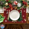 Artoid Mode Xmas Trees Snowflakes Winter Placemats Set of 4, 12x18 Inch Seasonal Red Christmas Table Mats for Party Kitchen Dining Decoration