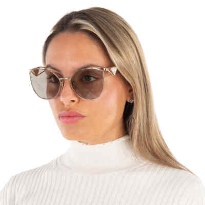 Pre-owned Prada Brown Tampo Triangles Silver Irregular Ladies Sunglasses Pr 50zs Zvn04t 59