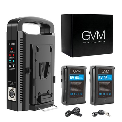 GVM 2x Micro BV-98 98Wh 14.8V 6600mAh Li-Ion V-Mount Battery w/Dual Charger Kit