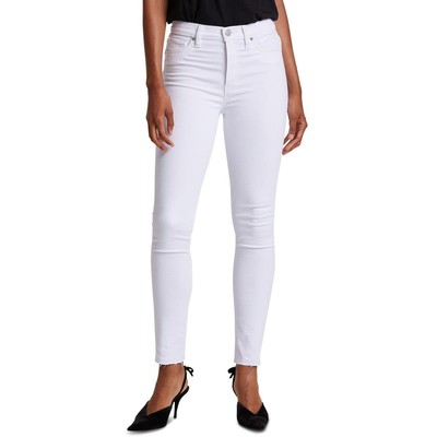 Джинсы-скинни Hudson Womens Barbara White с необработанным подолом и высокой посадкой по щиколотку 24 BHFO 5795