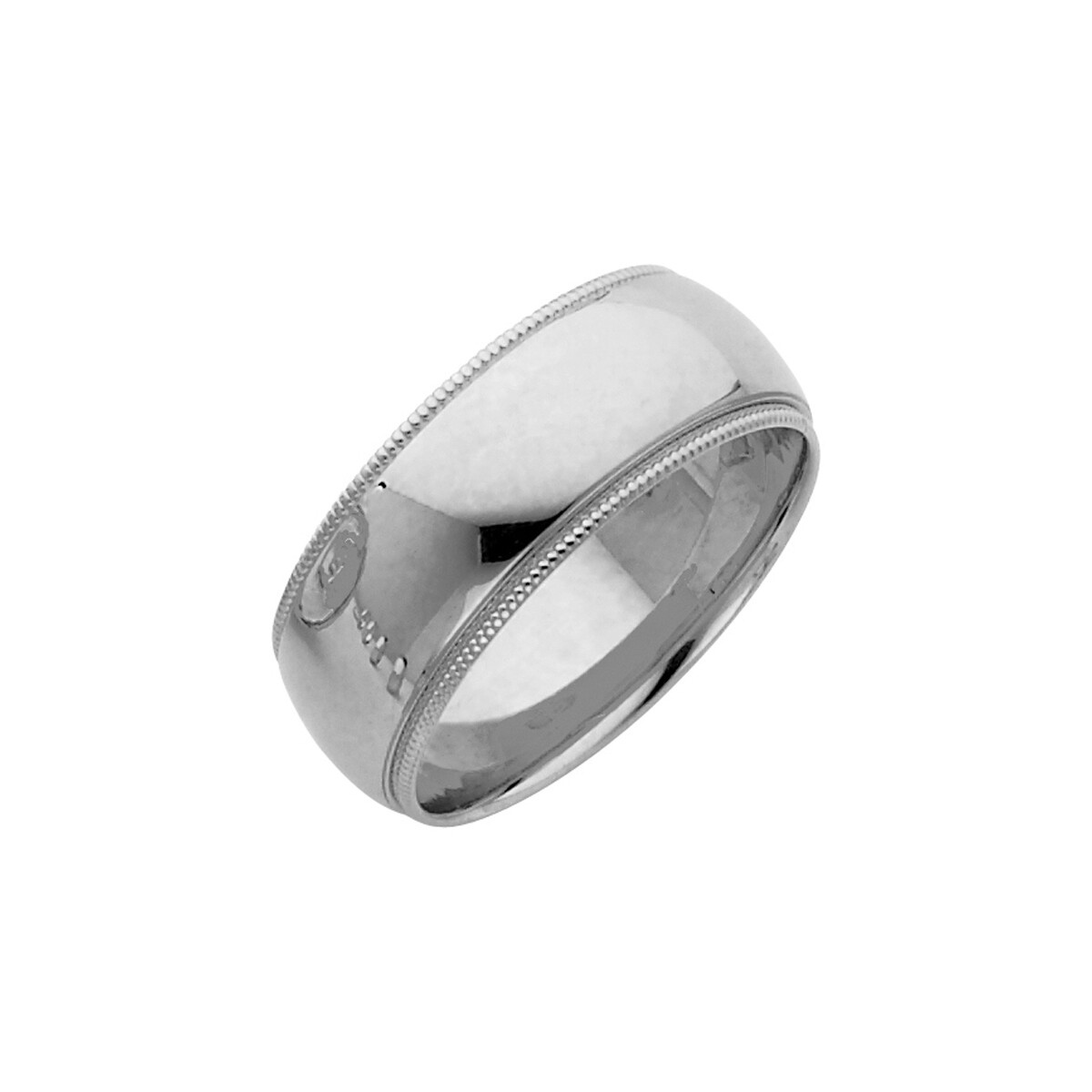 Pre-owned Td Collections 14k White Gold 8mm Classic Light Comfort-fit Dome Milgrain Wedding Band