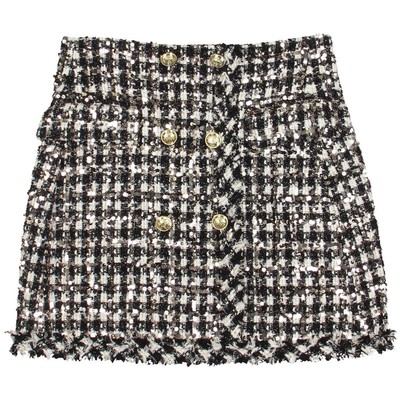 Женская мини-юбка длиной выше колена с блестками от Derek Lam 10 Crosby, ч/б, 6 BHFO 3964