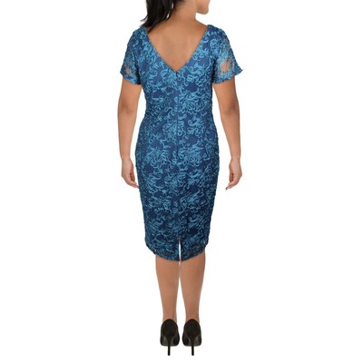 

JS Collections Женское синее официальное платье-футляр миди с вышивкой  BHFO 5718, Синий