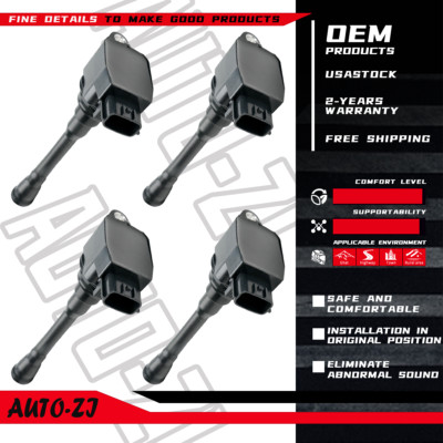 4X Ignition Coil OEM For 2013-2019 Nissan NV200 Sentra Rogue 2.0L 2.5L L4 UF708