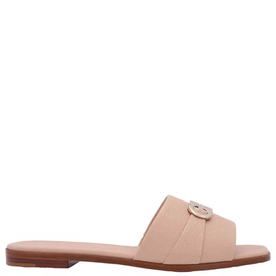 Pre-owned Ferragamo Salvatore  Ladies Pink Leather Rhodes Gancini Flat Sandals
