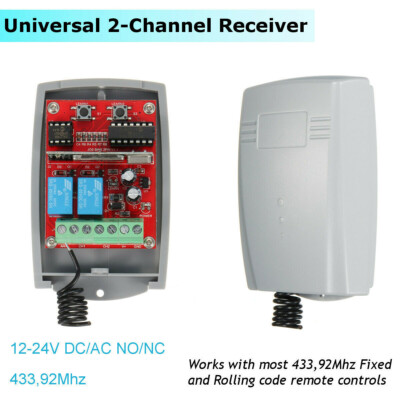 12-24V Universal 2-Channel Receiver 433.92MHz Remote Control Rolling Fixed Code