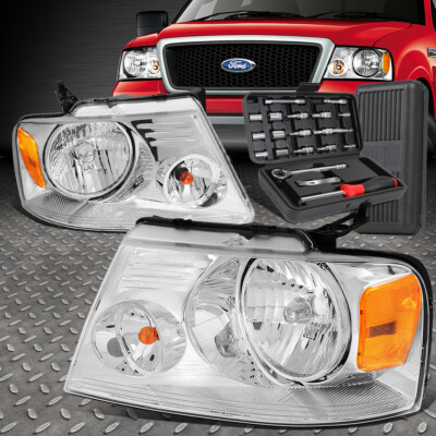 ДЛЯ 04-08 FORD F150 LINCOLN MARK LT ХРОМИРОВАННЫЙ КОРПУС БОКОВАЯ ФАРА ЯНТАРНОГО ЦВЕТА + НАБОР ИНСТРУМЕНТОВ