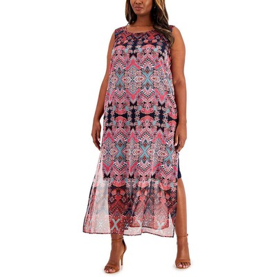 

Женское длинное летнее платье макси с принтом Connected Apparel Plus BHFO 6979, Carnation