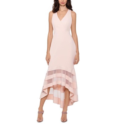 Женское прозрачное вечернее платье миди из розового крепа Xscape Petites 10P BHFO 9765