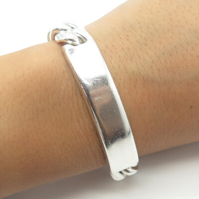 アクセサリー Mexican silver bracelet vintage 925 Sterling Silver Vintage Mexico Solid 96.9g ID Cuban Link