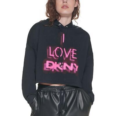 

DKNY Womens I LOVE DKNY Укороченная удобная худи с логотипом Loungewear BHFO 5051, Черный