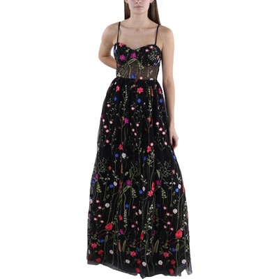 City Studio Womens Black Embellished Evening Dress Gown Juniors 0 BHFO 8835