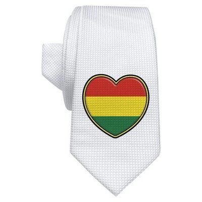 'Bolivia Flag Heart' White Tie / Necktie with Gift Box (AT00013929)