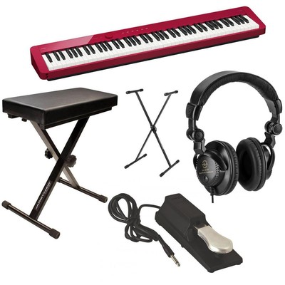 Casio PX-S1100 Privia 88-Key Slim Stage Digital Piano, Red with Accessory Kit