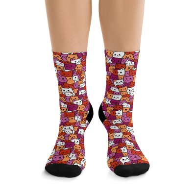 Lesbian Pride Cute Cats Kawaii LGBT Pride Kitties DTG Socks