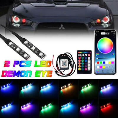2x RGB LED Demon Eye Light bluetooth APP Control for Headlight Projector Lamp