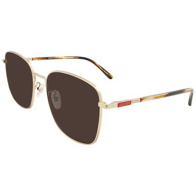 Pre-owned Gucci Brown Square Men's Sunglasses Gg1350s 002 58 Gg1350s 002 58