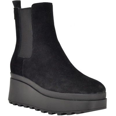 Женские ботильоны Calvin Klein из черной замши NEVIA 8.5 среднего размера (B,M) BHFO 5086