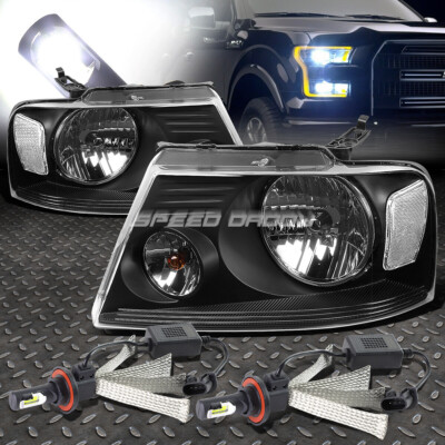 ЧЕРНЫЙ КОРПУС ФАРЫ С ПРОЗРАЧНЫМ УГЛОМ НАКЛОНА + БЕЛАЯ СВЕТОДИОДНАЯ СИСТЕМА 6000K ДЛЯ 04-08 F150