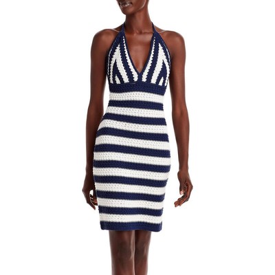 Женское темно-синее пляжное платье Aqua Womens с открытой спиной, мини-платье на бретелях XL BHFO 7011