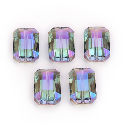 10Pcs 14x10mm Square Crystal Loose bead Crafts Spacer Beads Glass DIY Cube